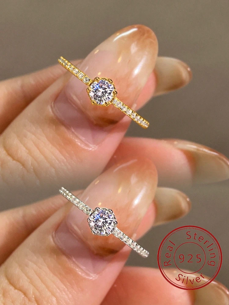 925 Sterling Silver Gorgeous Round Zircon Rings For Women Engagement Wedding Statement High Quality Fine Jewelry Bride Gift
