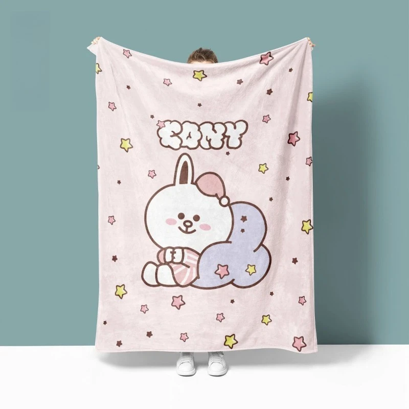 Line Friends Brown Cony Decke, hoher Farbwert, Animation, Cartoon, Digitaldruck, für Zuhause, niedlich, weich, warm, Klimadecke – Detail 3