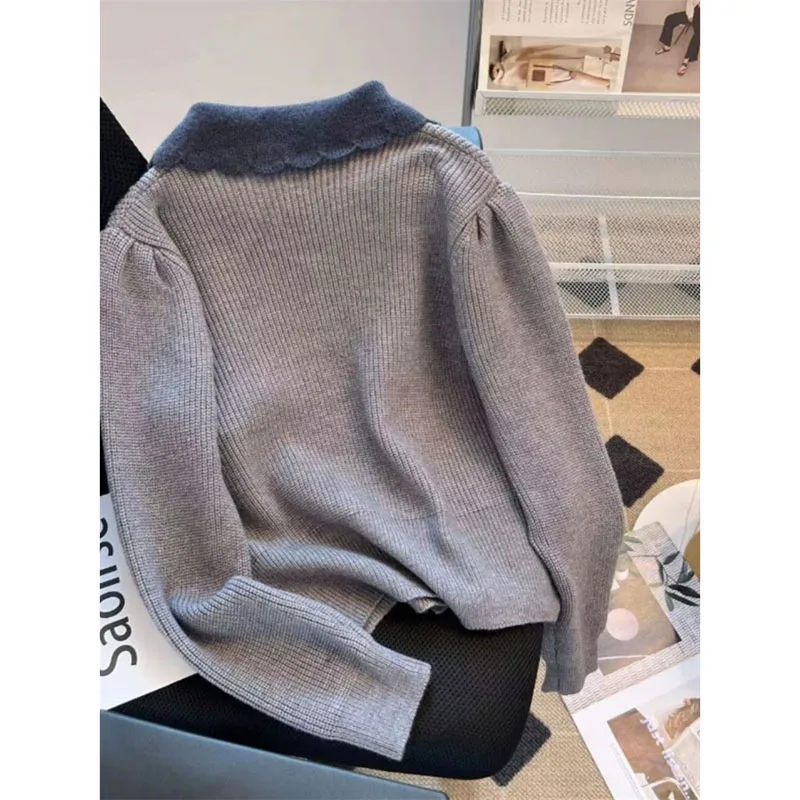 Маленький однобортный вязаный кардиган с контрастными лацканами и ароматным ветром, женский весенне-осенний новый мягкий короткий свитер, пальто