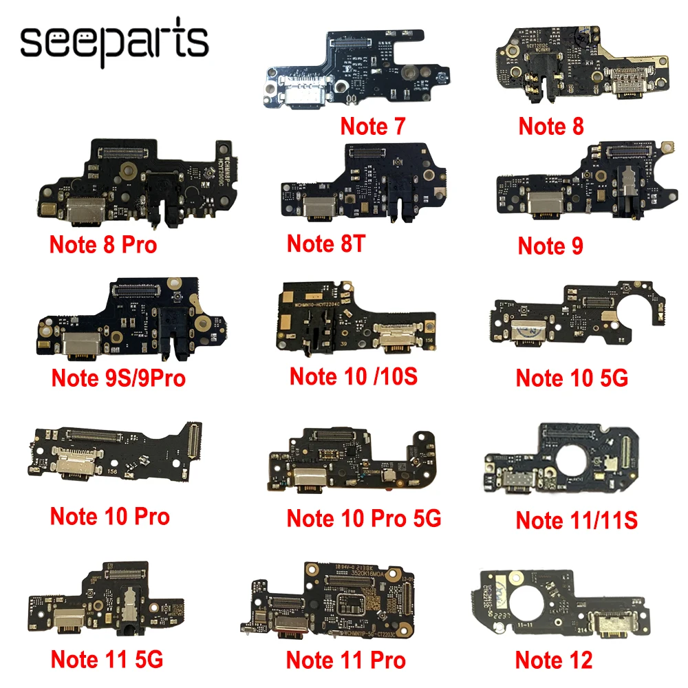 For Xiaomi Redmi Note 7 8 9 10 11 Pro Charging Connector Charger Port Dock Plug Connector Board 8T 9T 9S 10S Charging Port Flex