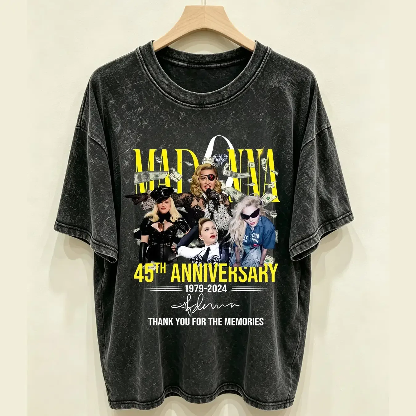 washed T Shirt Madona 45Th Anniversary Thank You For The Memories S 5Xl long or short sleeves vintage Washed homme