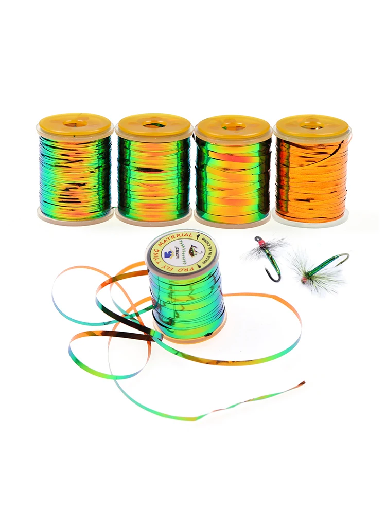 0.5mm 1mm 2mm Peacock Green/Orange Metallic Mylar Two Tones Flat Tinsel Fly Tiing Material for Nymphs Midges Wet Flies Body — zdjęcie 2