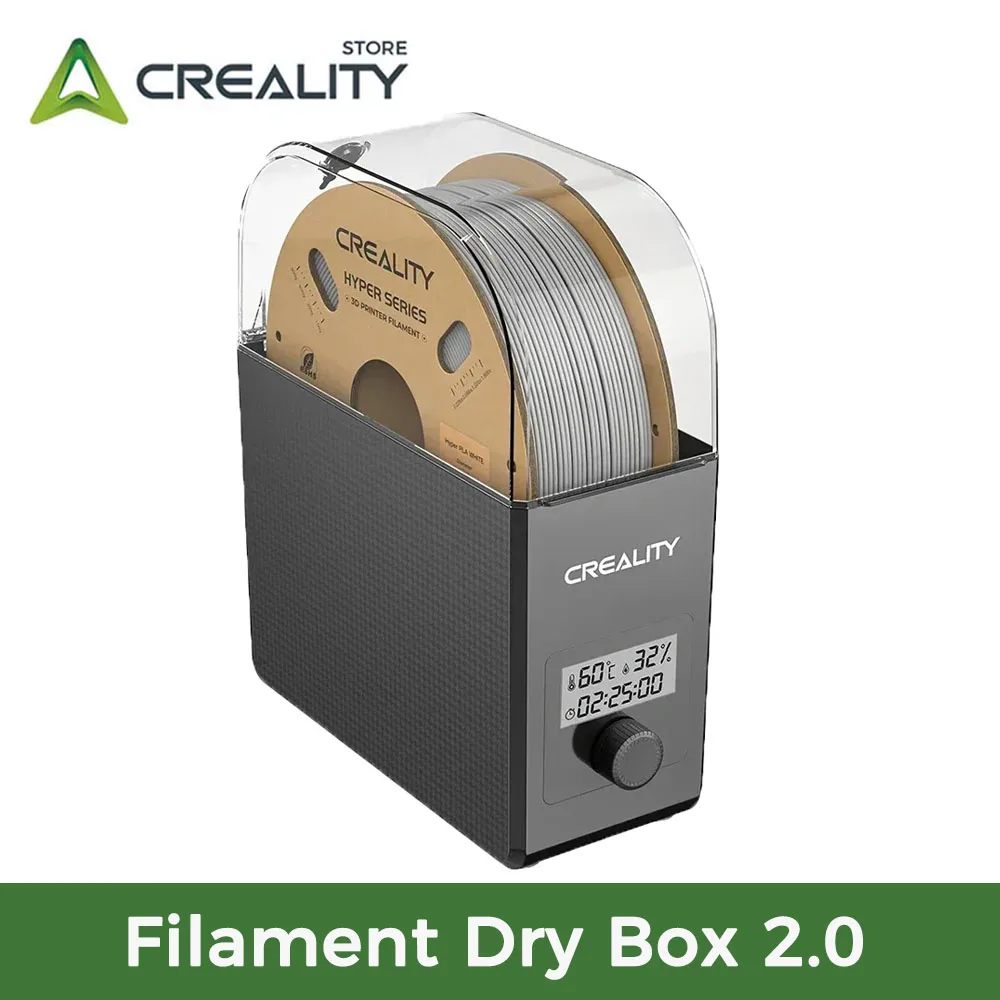 

Creality 1KG Filament Dry Box 2.0 Adjustable Temperature 45℃-65℃ Hot-Air Heating 0-24h Setting Real-time Humidity Monitoring