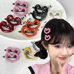 Heart Hair Clips for Women Girls 2pcs Sweet Love Barrettes Hairpin Small Bangs Buckle Hairclip Headdress Korean Hair Accessories