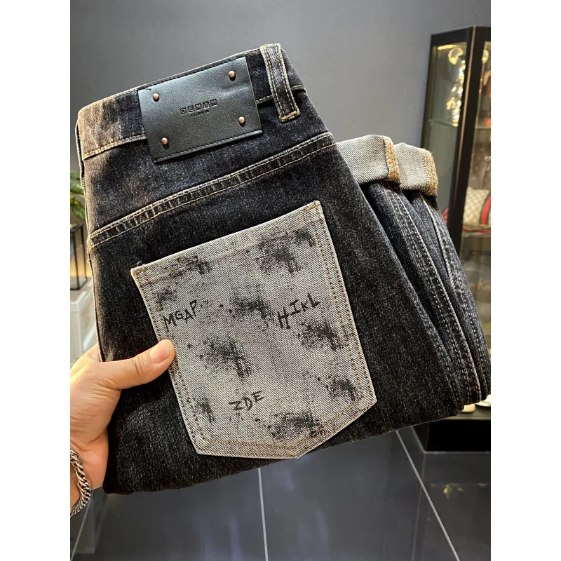 

2025 autumn new men's clothing trend high-end jeans men's retro street fashion loose straight casual stretch pants