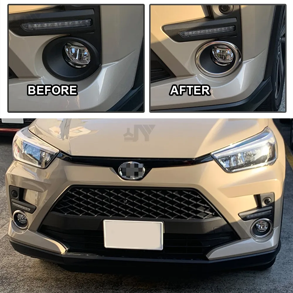 2pcs Fog Light Covers for Toyota Raize A200A/210A 2019 Car Stainless Steel Styling Accessories Fog Lamp Trim For Raize
