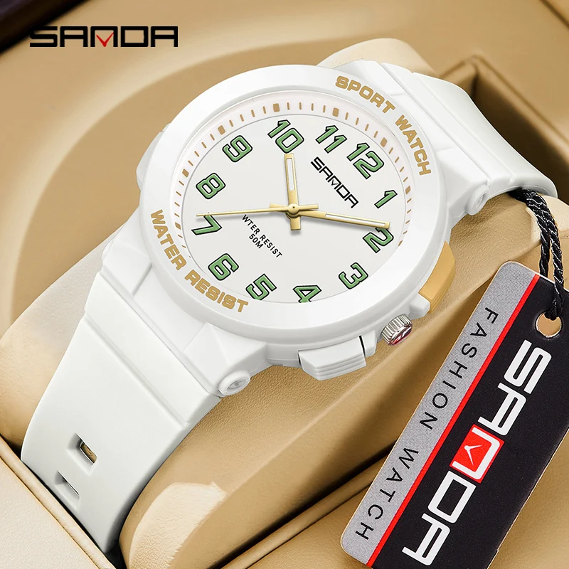 

SANDA 6123, мужские и женские наручные часы с указателем для спорта на открытом воздухе, простой ночник, водонепроницаемые молодежные часы для средней школы