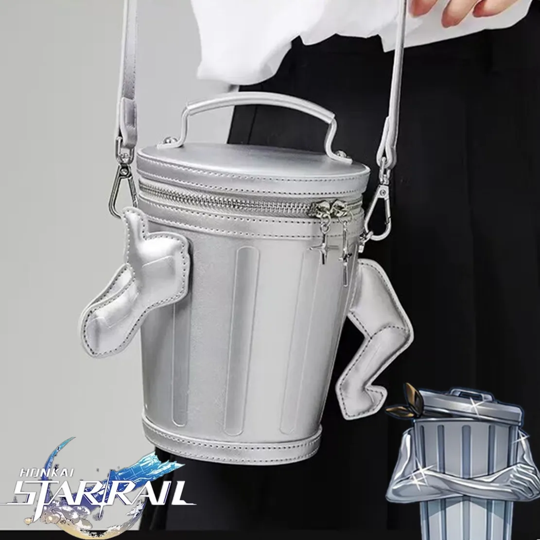 Game Honkai: Star Rail Lordly Trashcan Bag Cosplay Trash Can Leather Flap Shoulder Bags Accessorie Handbag Props Xmas Gifts