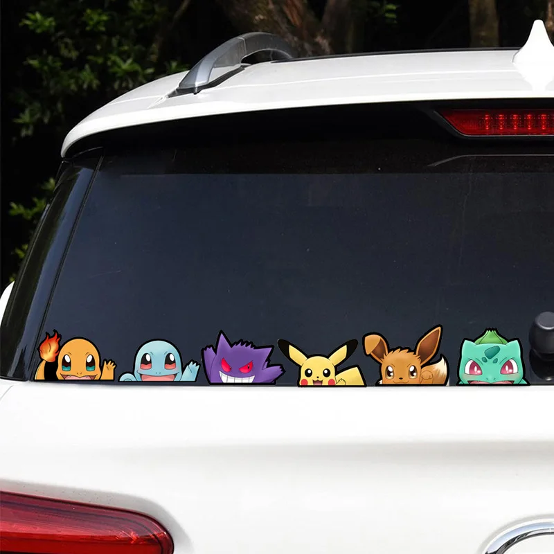 Pokemon Anime Around Pikachu Charmander Car Stickers Cute Gengar Bulbasaur Glass Decorative Stickers Children\'s Toys Gifts