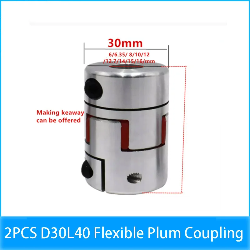 

Cheap 2PCS D30L40 Flexible 2 / 3 Jaw Spider Plum Coupling Motor Clutch Shaft Coupler 5/6/7/8/9/10/11/12/14/16mm for CNC Machine