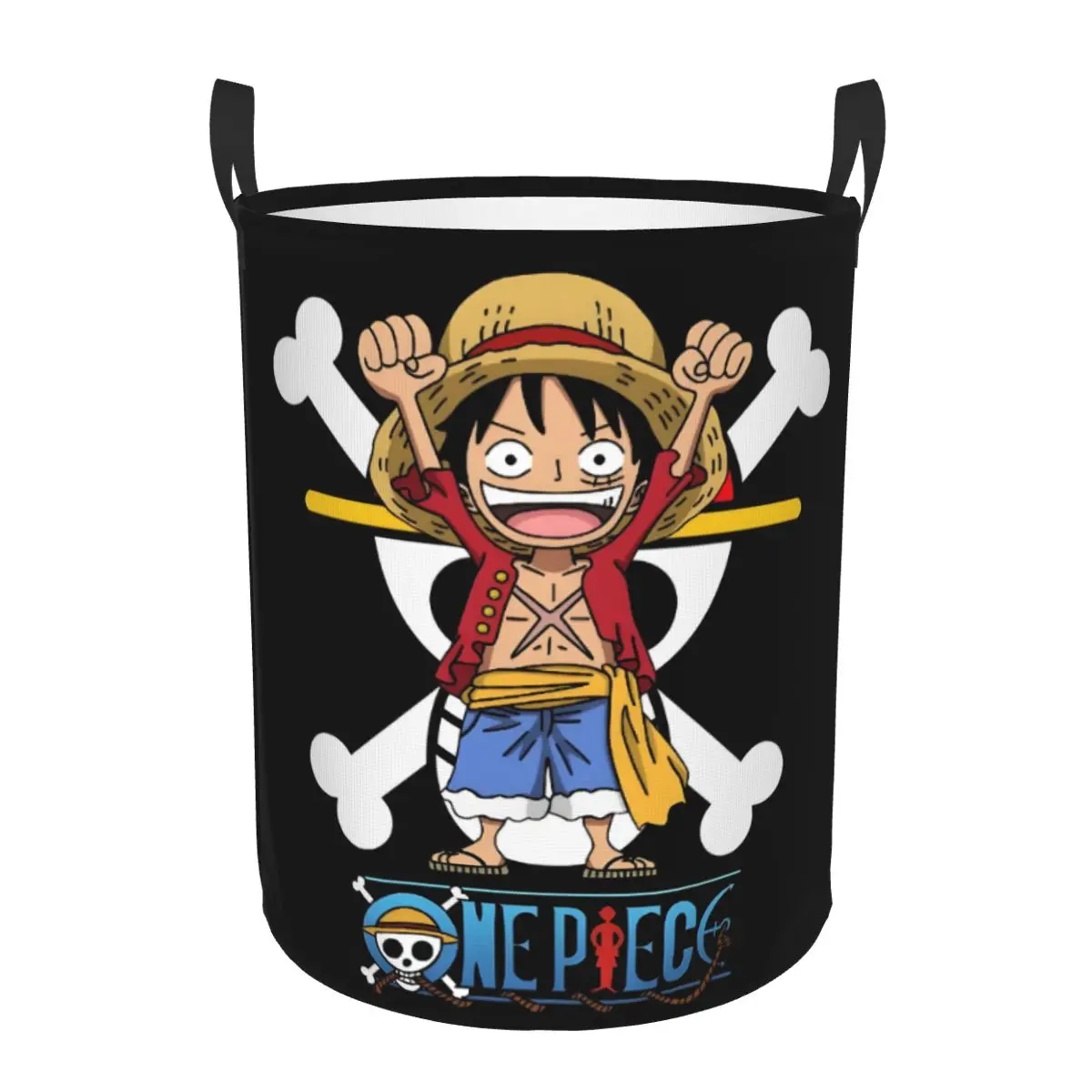 Custom One Pieces Anime Laundry Basket Collapsible Pirate King Luffy Skull Manga Clothing Hamper Toys Organizer Storage Bins