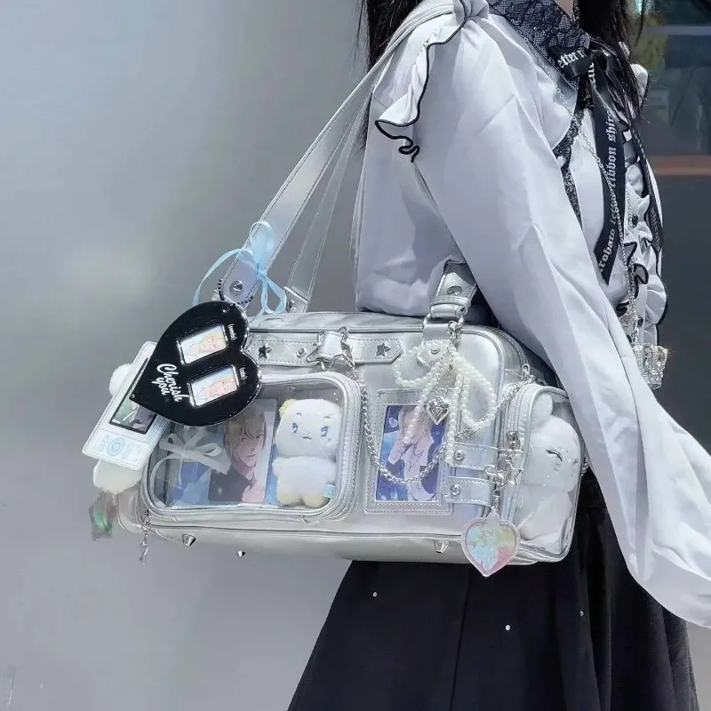 

New Y2k Star Chain Ita Bag Cute Girl Comic Exhibition Transparent Shoulder Bag Large Capacity Crossbody Bag DIY Display Handbags
