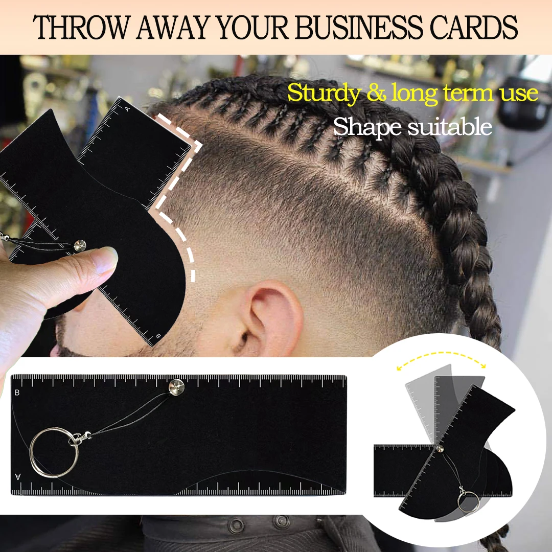 Rotating Multi-Angle Barber Line up Tool Hairline Shaping Guide Card for Professional Barbers