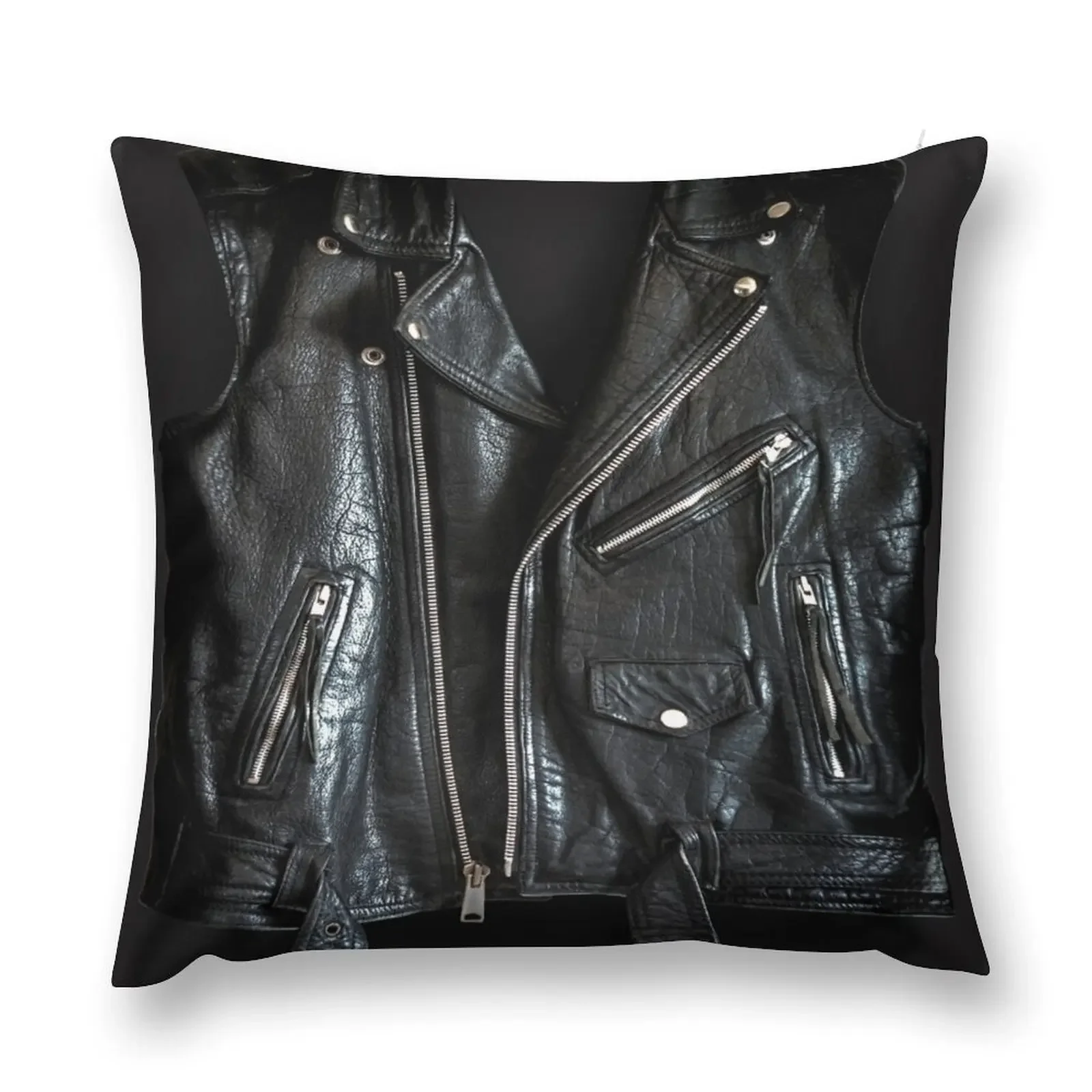 

Black Leather Jacket Throw Pillow Cushions For Sofa christmas supplies pillow