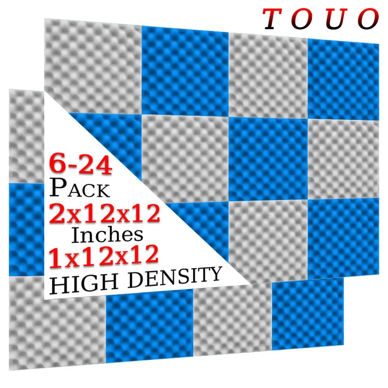 

TOUO 6/12/24 Pcs Egg Cotton Acoustic Foam Soundproofing Self-Adhesive Sound Foam Panels High Density Sound Absorbing Material