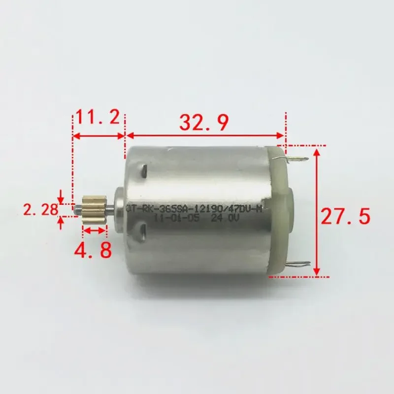 27mm Round OT-RK-365SA DC 12V 18V 24V 10000RPM Micro Mini Carbon Brush Motor w/ 10T Copper Gear DIY Toy Hobby Model