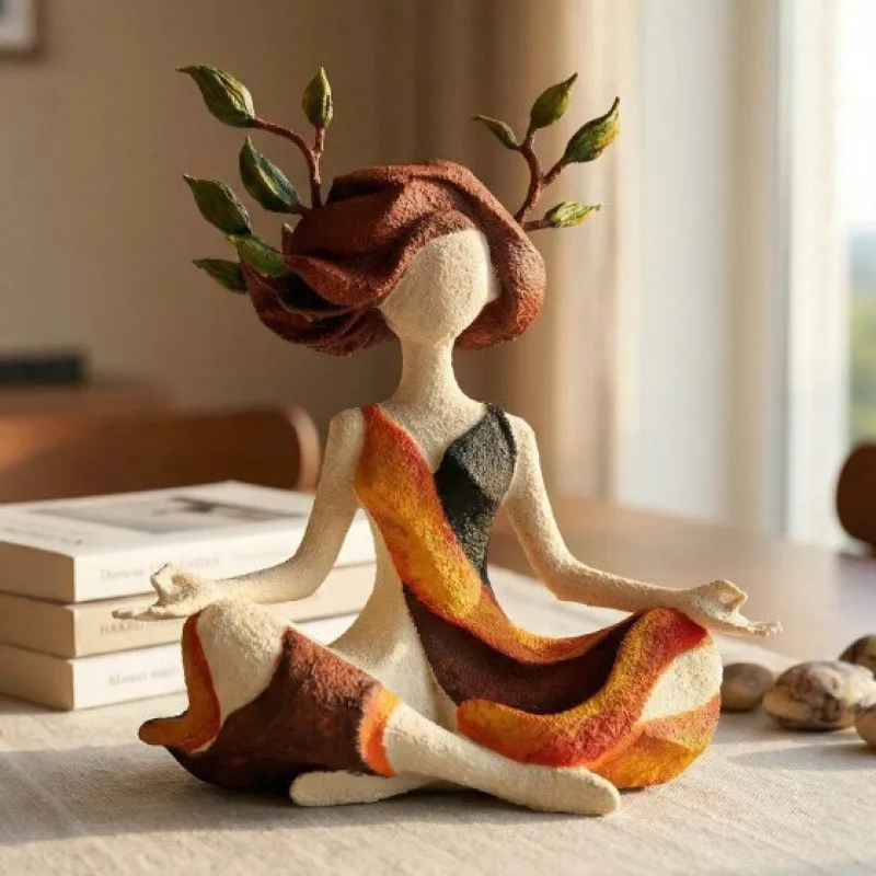 Creative Artistic Yoga Girl Resin Figurine Zen Meditating Woman Sculpture Home Office Desktop Decor Unique Premium Ornament Gift