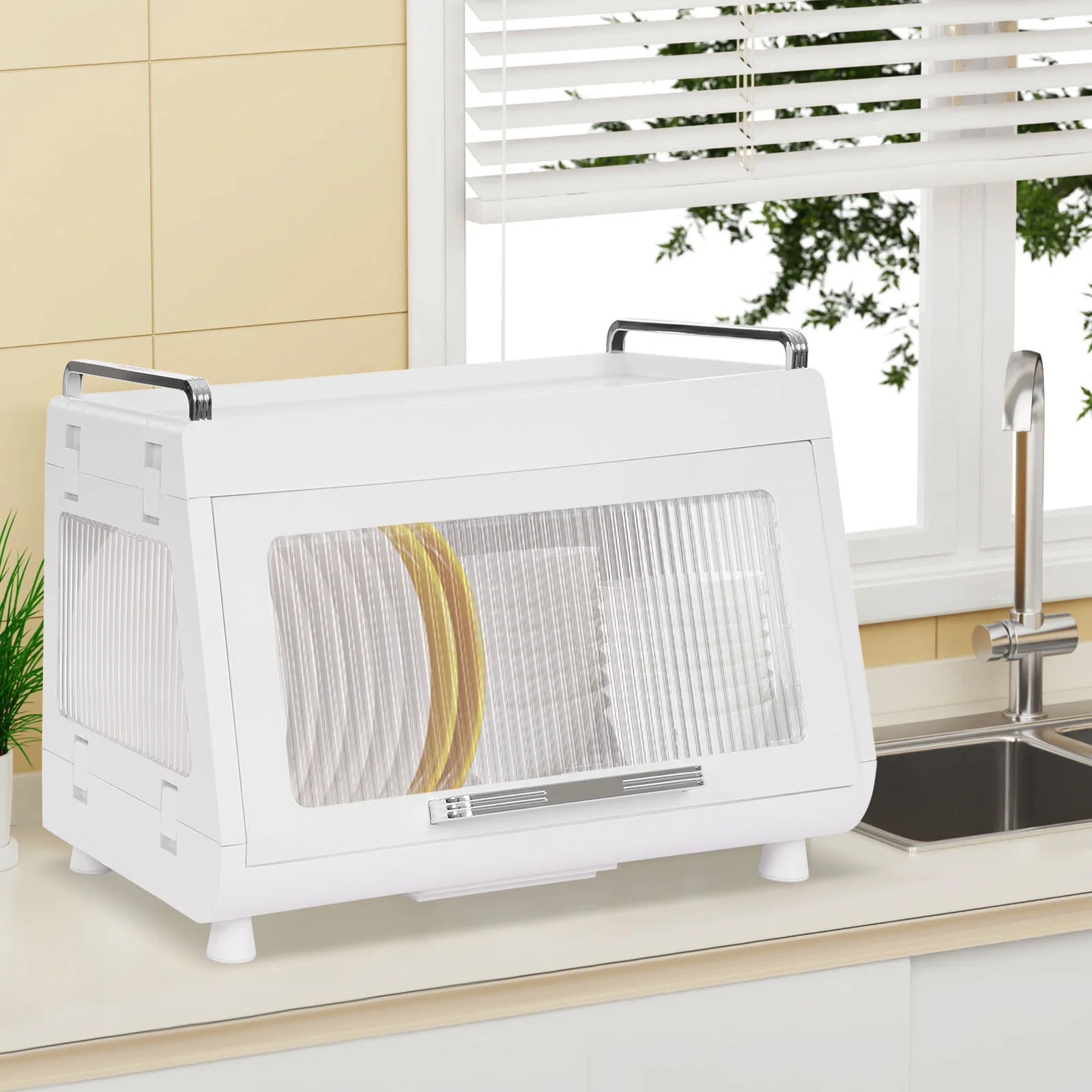 

Plate drying rack, drying drain, plate drying rack and covered drain board, suitable for kitchen dishes, cups, trays, tableware