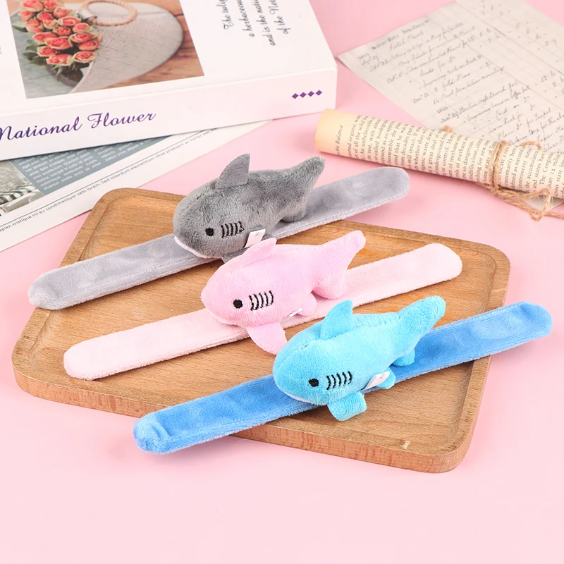 Cute Plush Shark Wristband Stuffed Animal Slap Bracelet Slap Rings Slap Band Toy For Kids Party Favor Birthday Gift