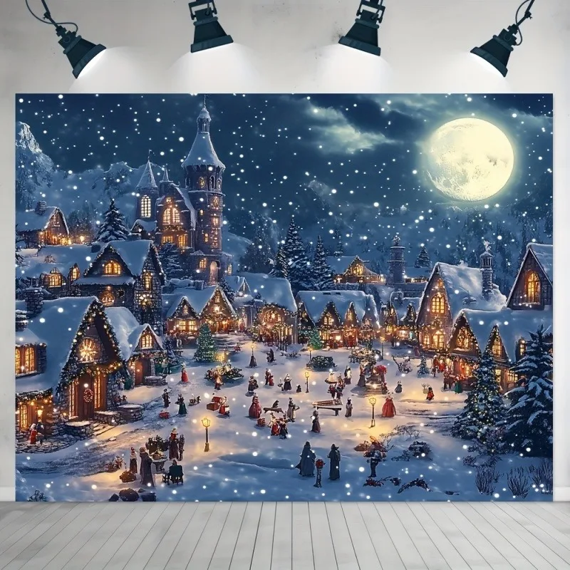 VIKAMA Snow Covered Pines Tapestry, Winter Forest Falling Snowflakes, Christmas Wall Hanging for Living Room Bedroom