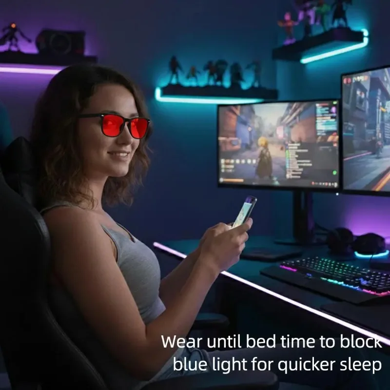 Anti Blue Light Sunglasses Better Sleep Red Lens Bluelight Blocking Glasses for Men Women Anti Eye Strain for Computer Game image 2
