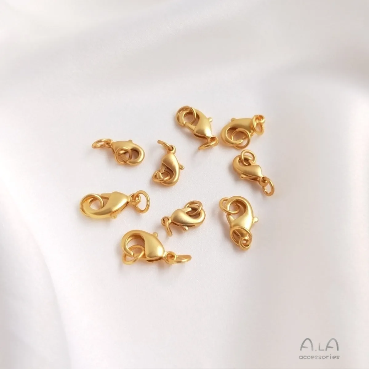 Brass 18K Gold Plated Matte Lobster Spring Clasp DIY Bracelet Necklace End Connector Sand Gold Jewelry Accessories