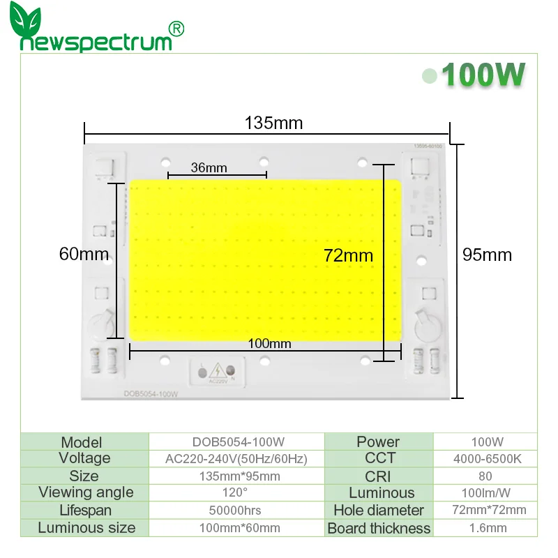 عالية الطاقة رقاقة LED 220 فولت COB 50 واط 100 واط سائق الطيف الكامل 380-840nm DOB حبيبات مصباح مستديرة متفاوتة الأحجام ل الكاشف الأضواء تنمو ضوء #5