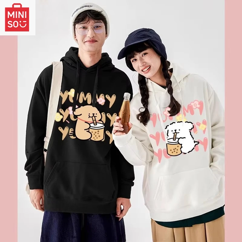 

MINISO collaboration line puppy print hoodie, loose cartoon, multi-functional, casual and cute girl