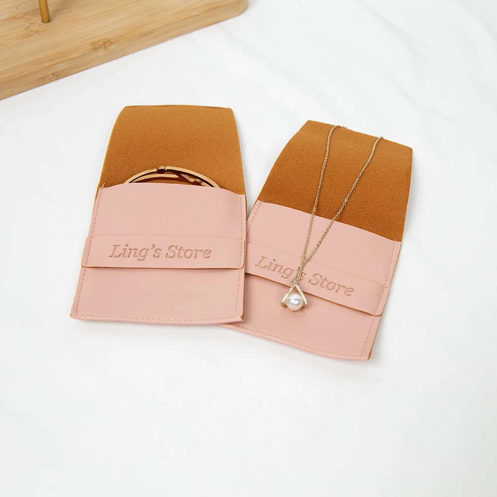 

50/100 шт. индивидуальный логотип 8x8 см, розовая ювелирная кожаная сумка в полоску, портативная дорожная сумка, кольца, серьги, кулон, ожерелье, органайзер