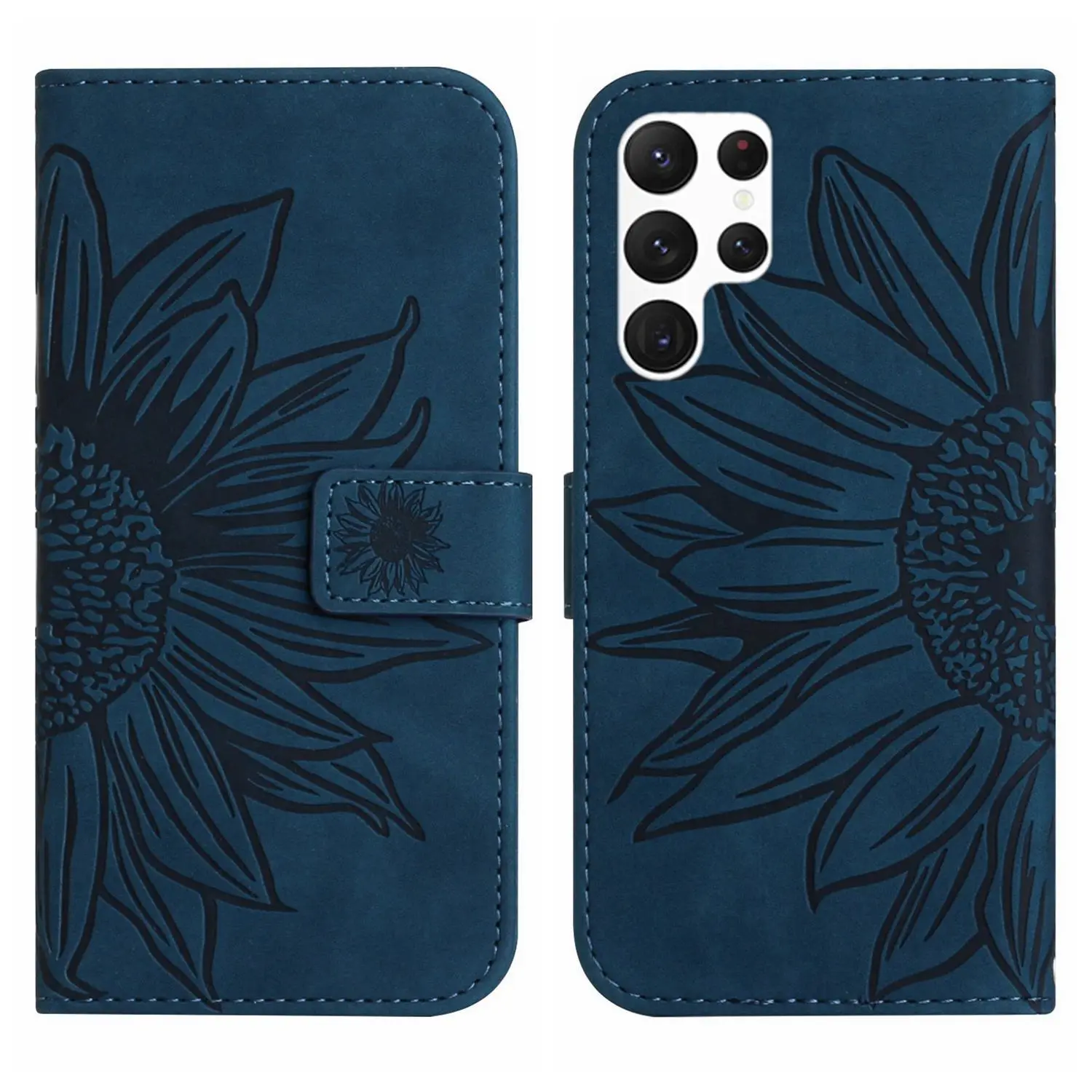 

Case for Samsung Galaxy S23 series Sunflower Embossing Leather Magnetic Wallet Case with Card Slots Wrist Strap Shockproof Stand