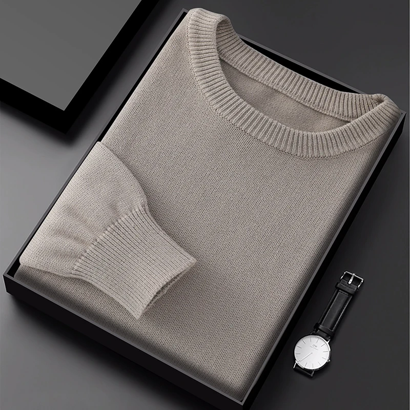 LDZWSM Men's Sweaters Pure Color Young Men Cotton Sweater Round Collar Big Size Pullover for Man Tops Thin Sweater