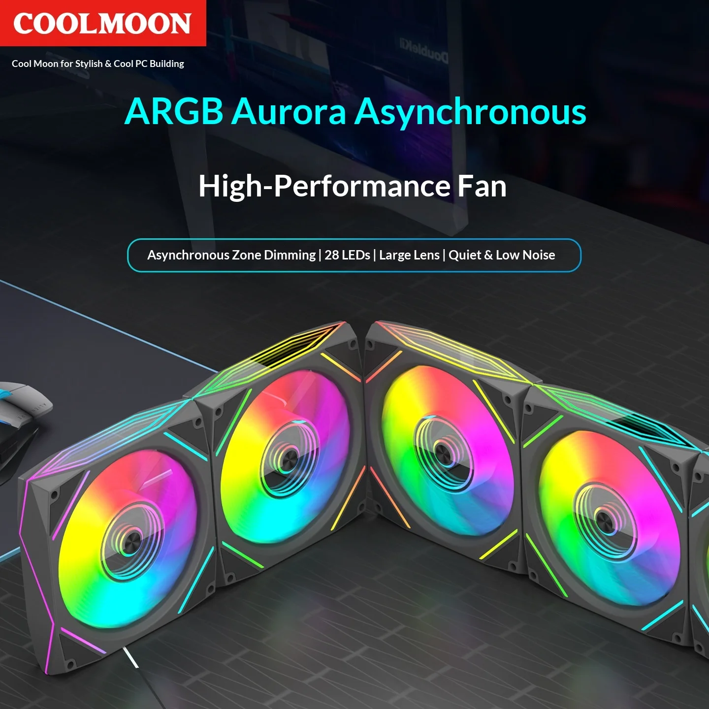 

Cool Moon Lingyue ARGB Case Fan Computer 5v3 Pin 12cm Temperature Control Shenguang Synchronous DIY Host Cooling Fan