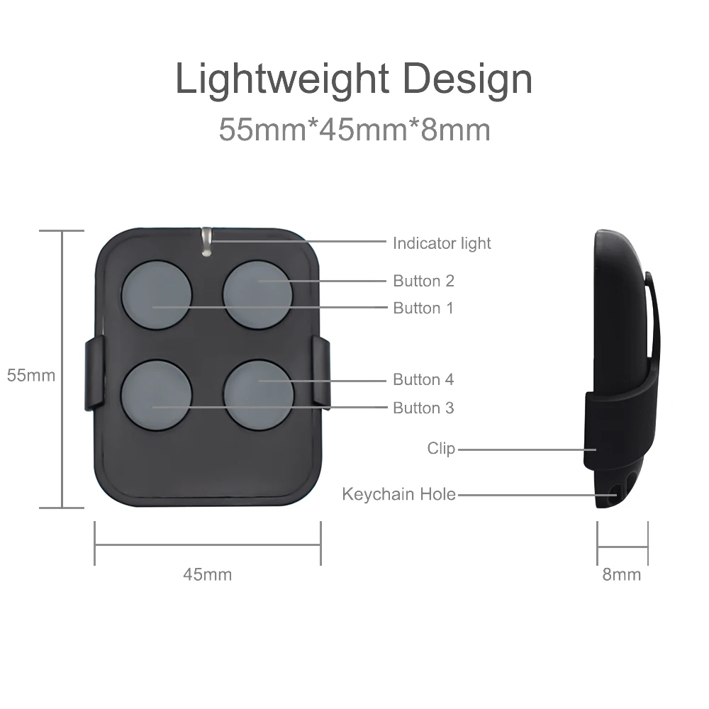 100% Compatible APRIMATIC TR2 TR4 Garage Door Remote Control Gate Command 433.92 MHz Rolling Code Transmitter Keychain