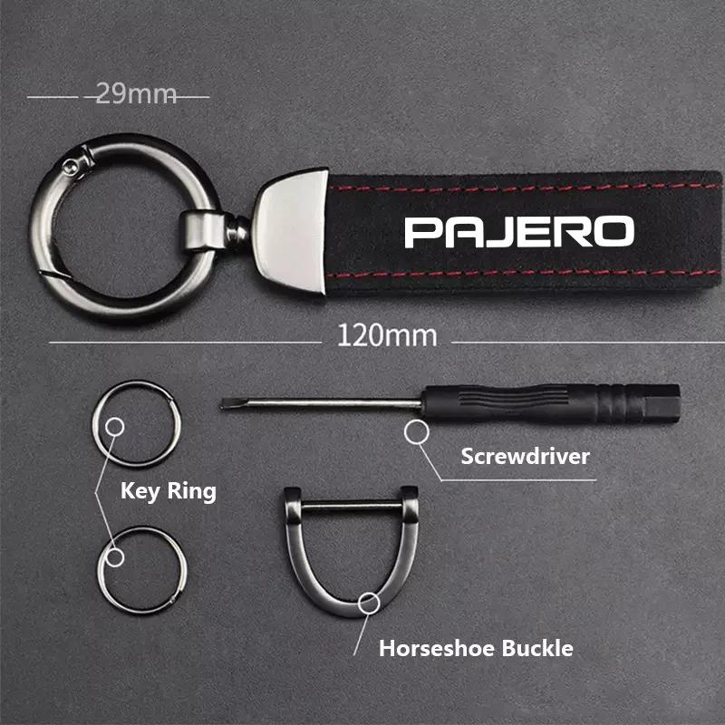 Car Key Chain Rings Metal Leather Keychain Exquisite Anti-lost Universal Keyring For Mitsubishi Pajero 2 3 4 Accessories