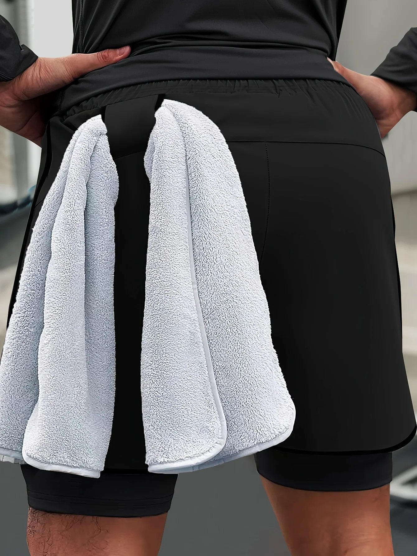 Men's Double Layer Fitness Shorts Men Fitness Gym Training 2 in 1 Sports Shorts Sweatsuit Mens Clothing Pants Running Clothes