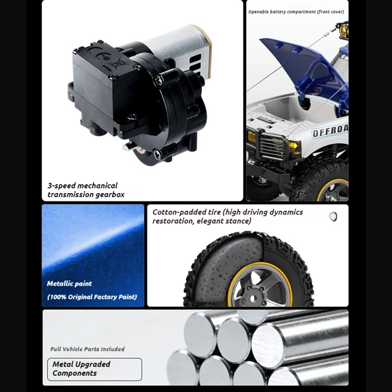 1/18 JXC LR1801 RC Car 4-WD Professional OffRoad Climbing RTR Full Scale Simulated Dual Speed 9KM/H RC Car Kid's Birthday Toys