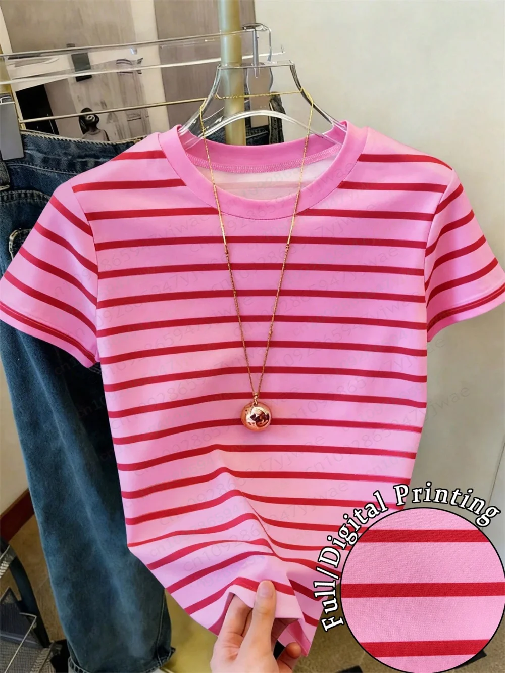 French Classic Striped Graphic T-Shirt Women'S O-Neck Casual Versatile Daily Wear Short Sleeve Beach Vacation Tee Women T-Shirt