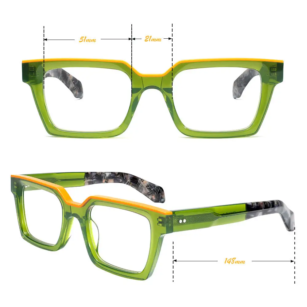 女性男性用特大メガネ 厚いアセテートフレーム 幅広トップ クリアレンズ 度付き対応 トレンディなスタイル