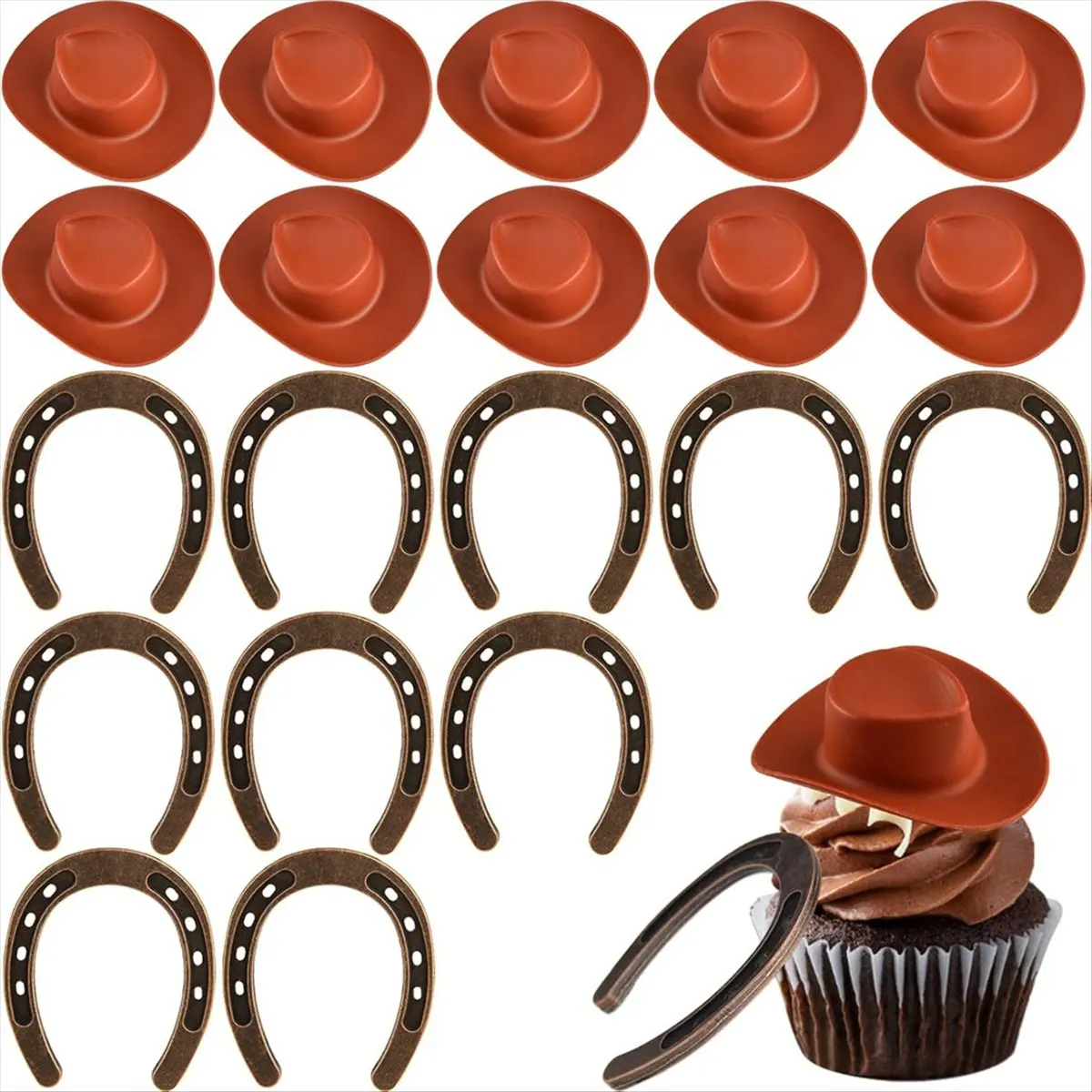 Western Themed Party Favors Plastic Mini Cowboy Hats and Good Luck Horseshoe Crafts Cowboy Hat Table Centerpieces A