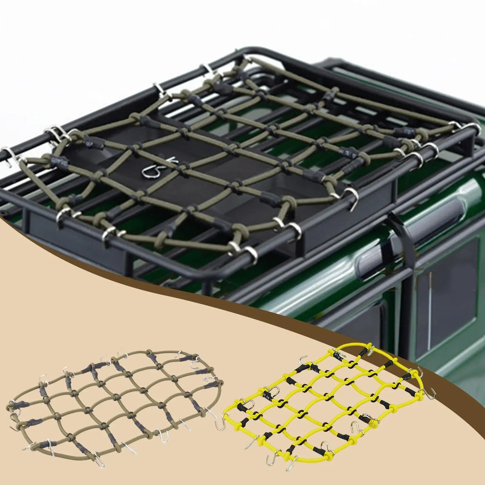 ตาข่ายเก็บของตกแต่งรถ RC แข็งแรง ยืดหยุ่น พร้อมตะขอโลหะ สำหรับรถบรรทุก SCX10 รถโมเดลงานอดิเรก รถไต่เขา