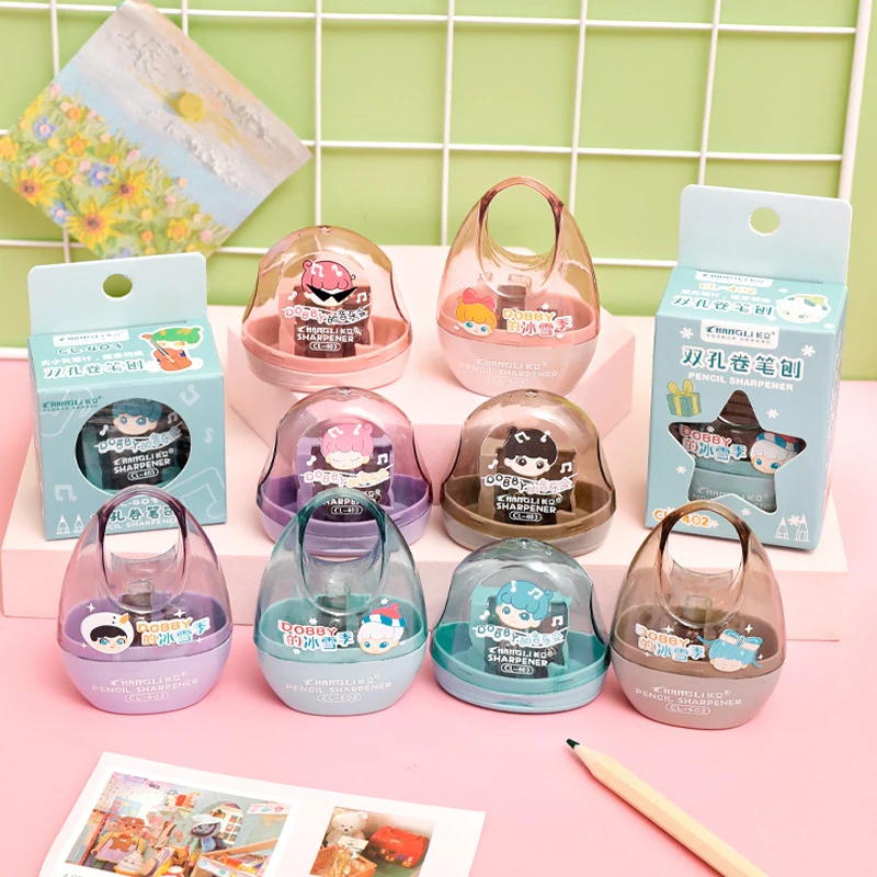 Creative Cartoon Cute Double Holes Pencil Sharpener Multi Purpose Mini Pencils Sharpener School Supplies Student Stationery