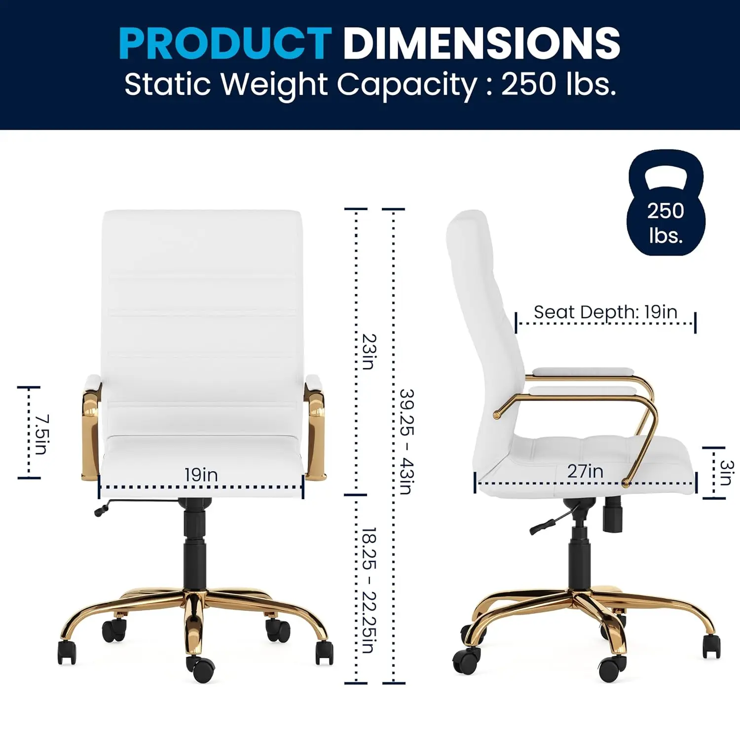 High Back Executive Office Chair Faux Leather Ergonomic Swivel, Customized