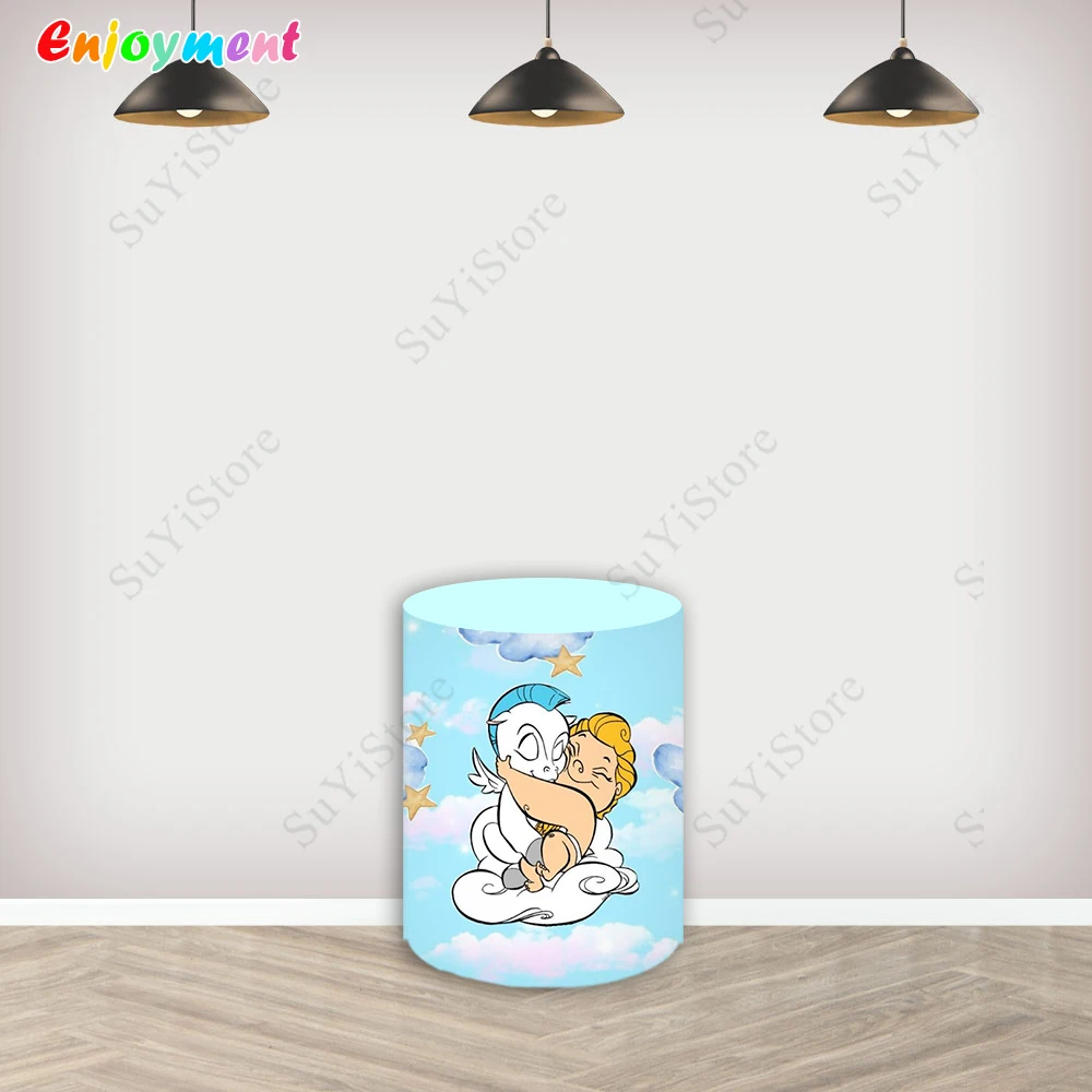 هرقل الطفل خلفية مستديرة الصبي حفلة عيد ميلاد ديكور التصوير خلفية غطاء أزرق الديكور استحمام الطفل استوديو الدعامة #3