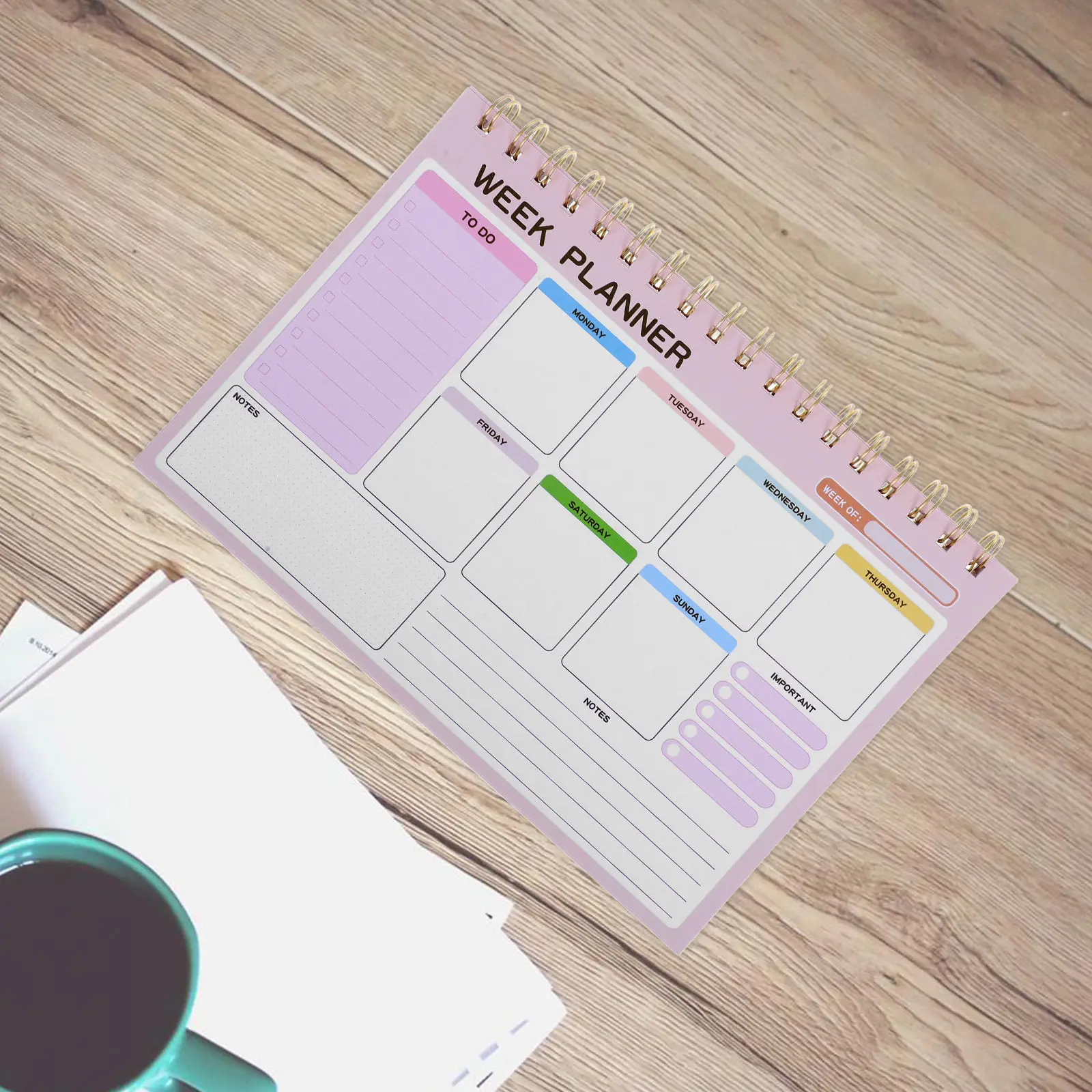 Large Weekly Planner Notebook – Undated Double Wire Bound, Spacious Layout for Daily Scheduling, Office & Home Use 3