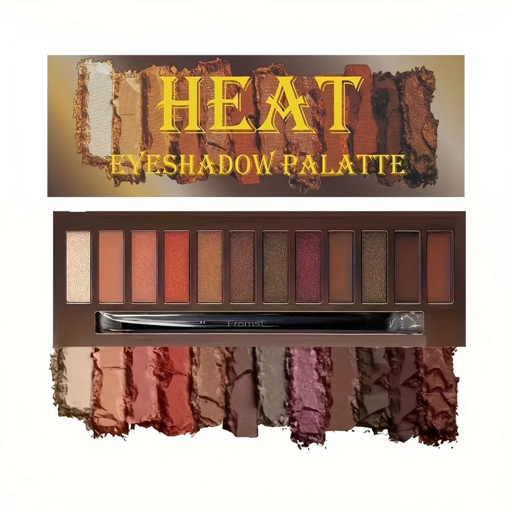 12-farbige Lidschattenpalette – neutrale graue und braune Tontöne, Kaffee und Schokolade, natürlicher Stil, vielseitiger Make-up-Look