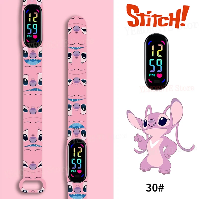 Цифровые Детские часы Disney Stitch, фигурки аниме, светящиеся Детские спортивные часы с сенсорным экраном, водонепроницаемые цифровые часы, игрушка на день рождения