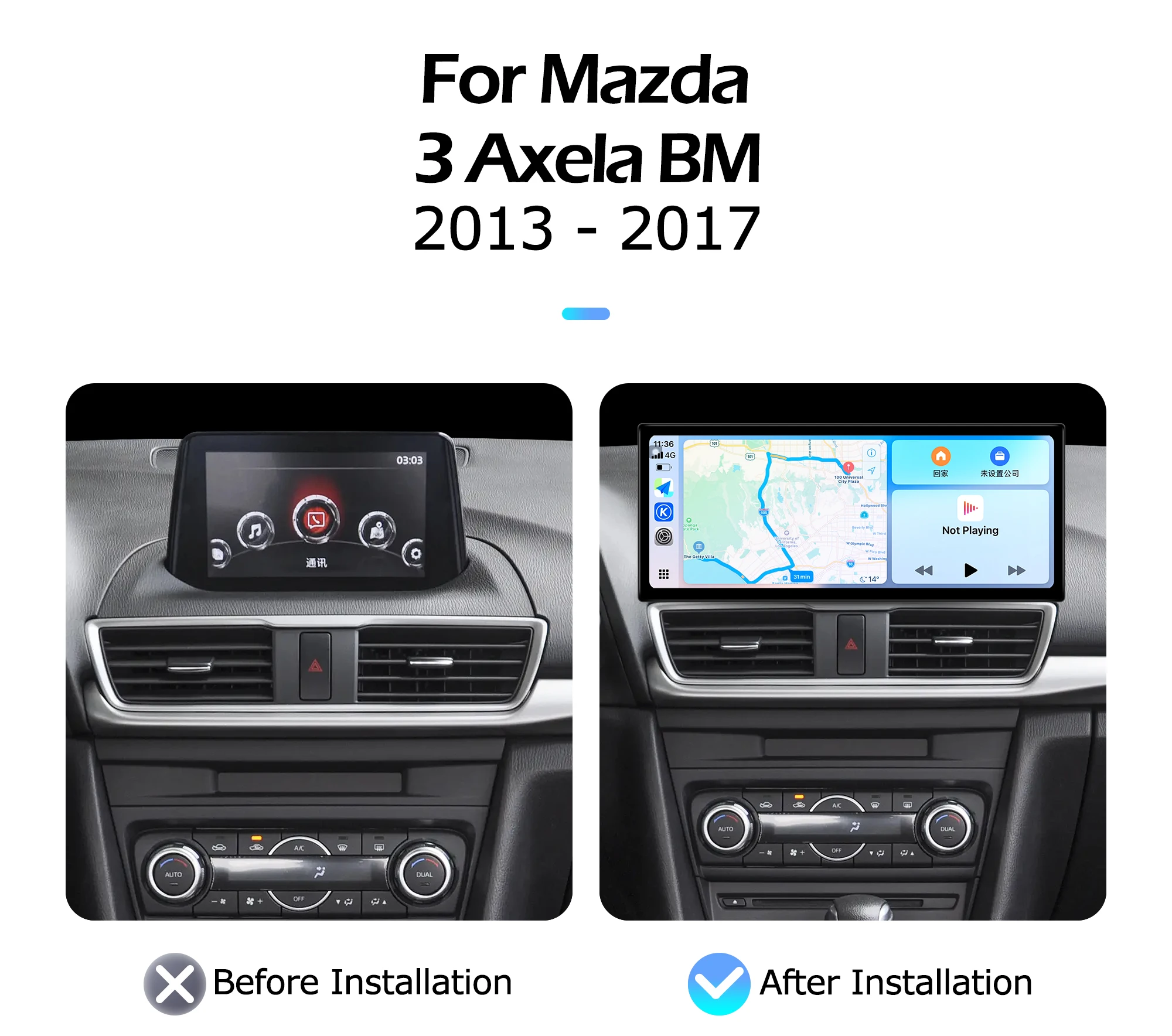 Android OS Bluetooth 12.3 inch For Mazda 3 Axela BM 2013-2017 Car Radio Multimedia Video Player Navigation GPS Auto Carplay WIFI