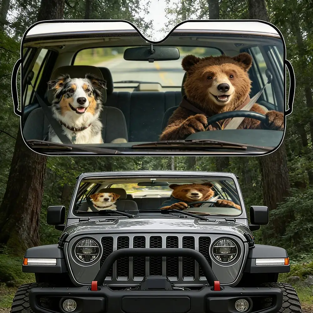 

Солнцезащитный козырек для автомобиля, защита от солнца на лобовое стекло | Складной автомобильный солнцезащитный козырек | Защита от ультрафиолета и солнца для окон P- Bear, изображенный за рулем автомобиля