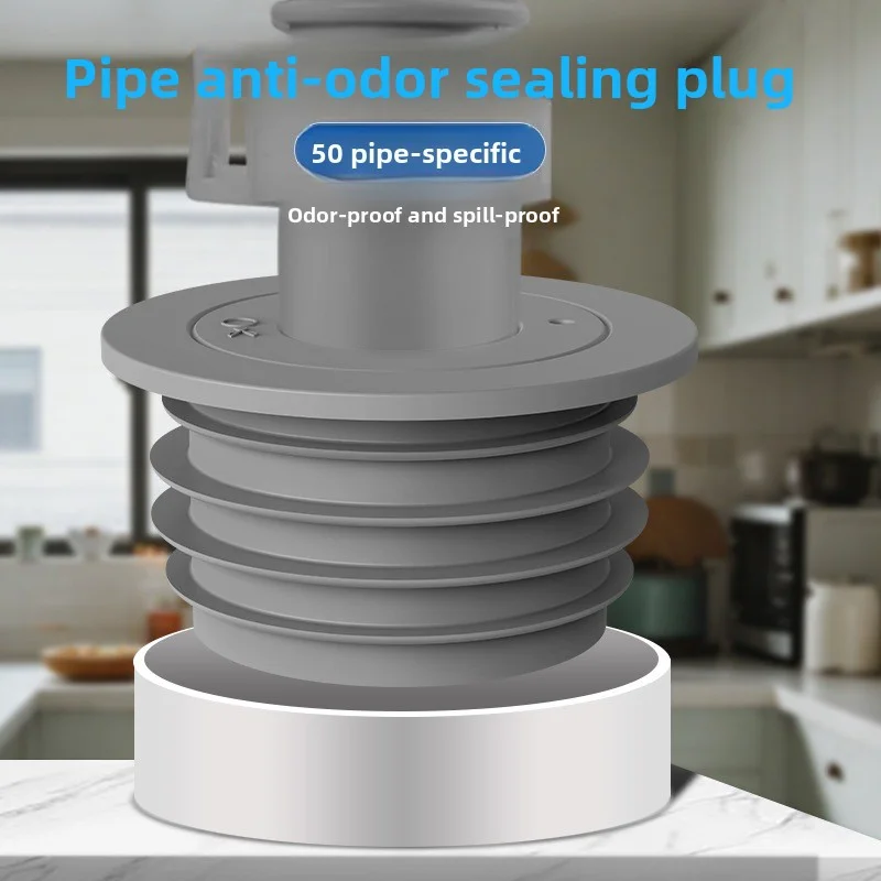 50mm Kitchen Sink Anti-Foul Odor Sealing Plug with Overflow Prevention for Drainage Pipes and Dishwasher Drain
