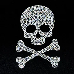 Silver Skull Hot Diamond Sequin Iron On Applique Patches Hot Fix Rhinestone Transfer Motifs Transfer On Diy Shirt Dress Trouser